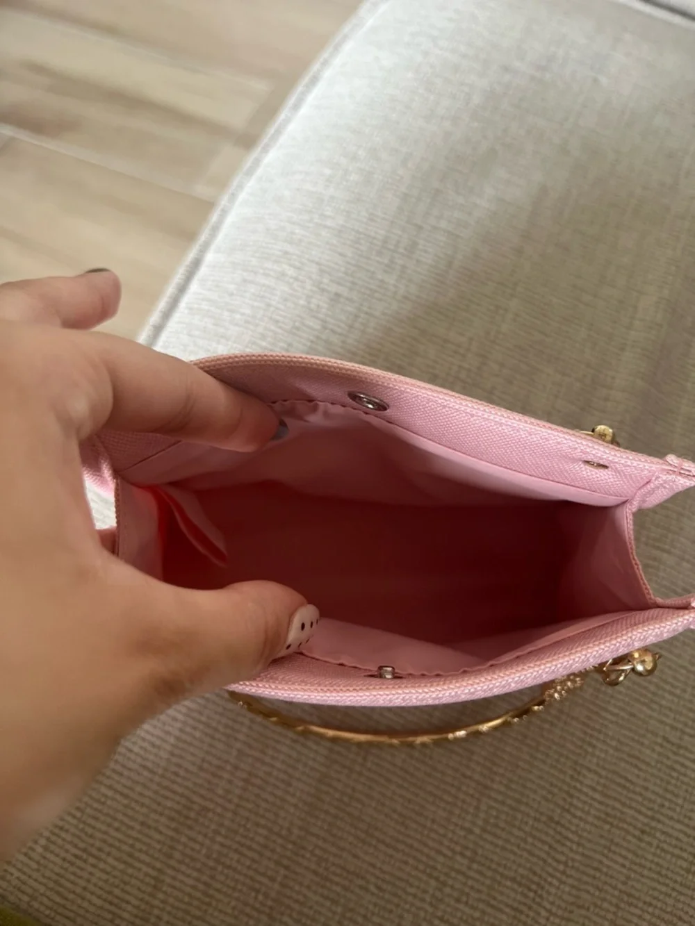 Dior Pink Mini Top-Handle Canvas Bag with Gold Floral Handle - Picture 4 of 4